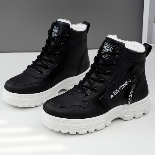 冬季雪地靴鞋子女款保暖加绒加厚棉鞋韩版系带中筒厚底棉靴 商品图2