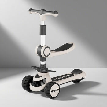 飞鸽儿童滑板车1-3-6-12岁可坐男女小孩滑行踏板车宝宝溜溜车座椅款黑 商品图4