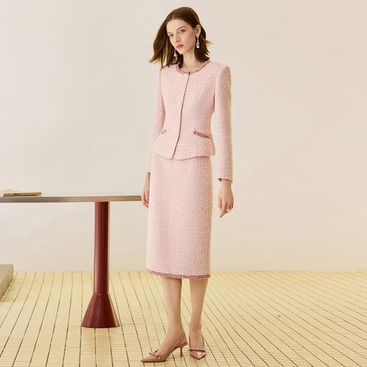 IWY/温缄之言粉紫色小香风粗花呢两件套短款半裙通勤套装25CS840 商品图8