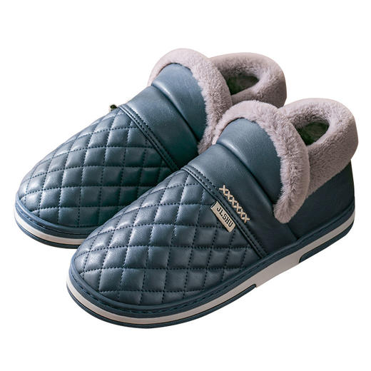 【防水棉拖鞋】冬季新款包跟室内棉鞋 家居老年人皮面加绒棉鞋 男女外穿 商品图9