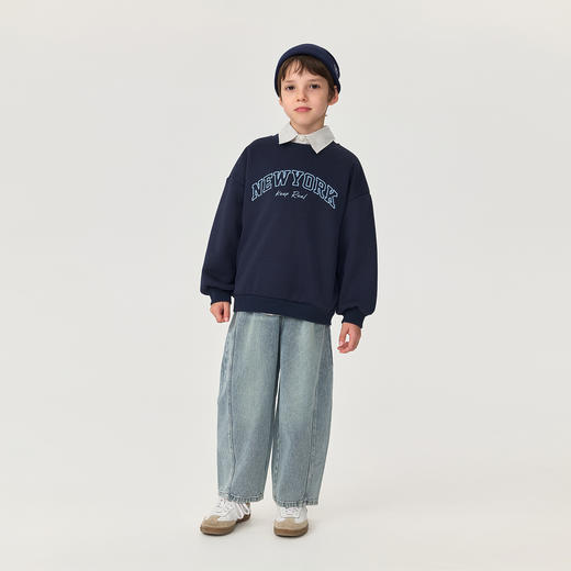 马克珍妮男童复古字母奥利绒暖卫衣2025年秋冬新款551167 商品图2