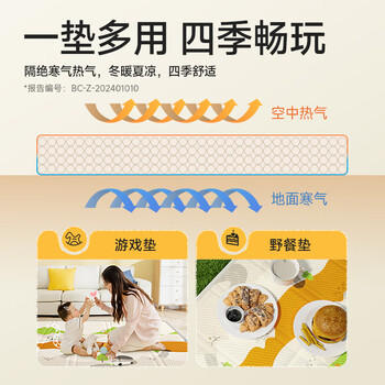 贝博氏babybox猫爪爬爬垫婴儿宝宝爬行垫抗菌XPE加厚可折叠200*150*2cm 商品图0