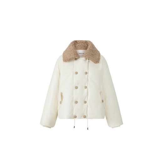 Herlian2025冬季拼接毛领设计双排扣羽绒外套 商品图4