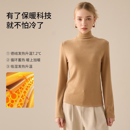 雀说莱赛尔天丝高领打底衫羊毛蚕丝加绒加厚德绒保暖上衣AL5114 商品图1
