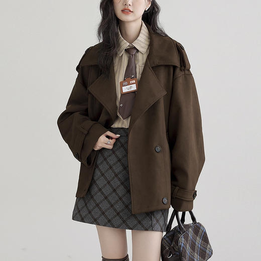 裁缝学苑AH83新款仿麂皮绒风衣纸样外套女翻领宽松高级感大衣打版裁剪 商品图5