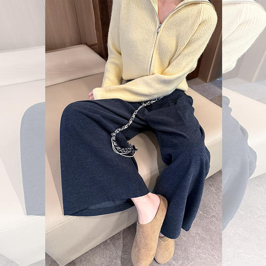 西遇直筒阔腿休闲裤女秋季新款慵懒松弛感高腰显瘦磨毛长裤SS051692 商品图3