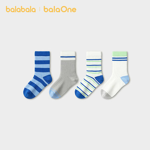 【balaOne】巴拉巴拉儿童袜子春秋男童女童棉袜学生打底四双装 商品图2