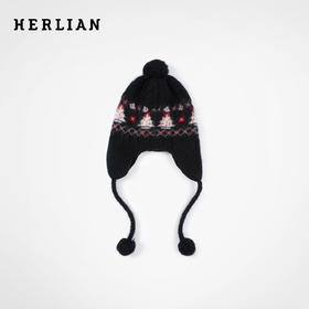 Herlian 2025冬季圣诞树图案护耳设计针织帽