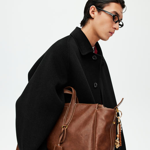 NPC潮牌100%绵羊毛翻盖口袋毛呢长裤大衣开衩廓形男挺括NP58WC33 商品图2