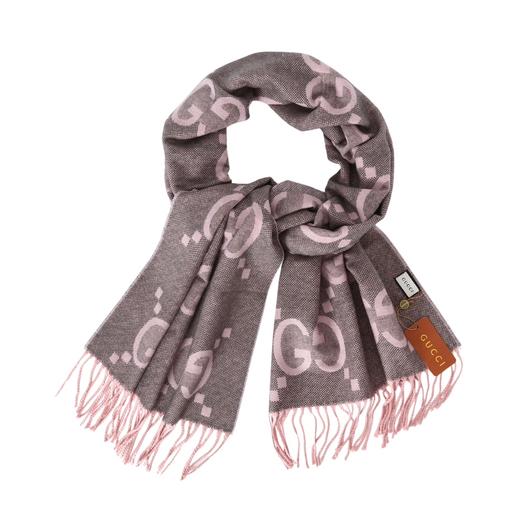 古池 灰粉色双面提花双面围巾 商品图3