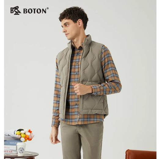 [防风防水]波顿男士秋冬季挺括显气质立领白鸭绒菱形羽绒马甲MC819523 商品图0