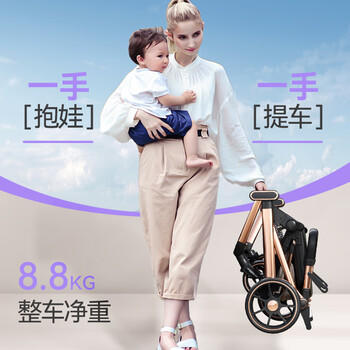 ANGI BABY婴儿推车可坐可躺婴儿车轻便折叠高景观遛娃神器双向避震手推车 商品图3