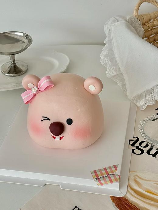 loopy小海狸粉色蝴蝶结卡通蛋糕-低糖处理无添加 商品图1