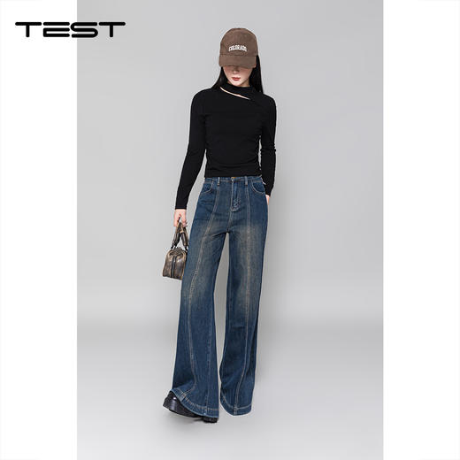 冬上新时尚潮人宽松版型阔腿百搭牛仔裤3254004 商品图1