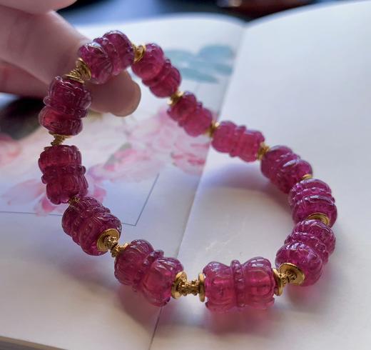 单圈莲花珠红碧玺手串 商品图4