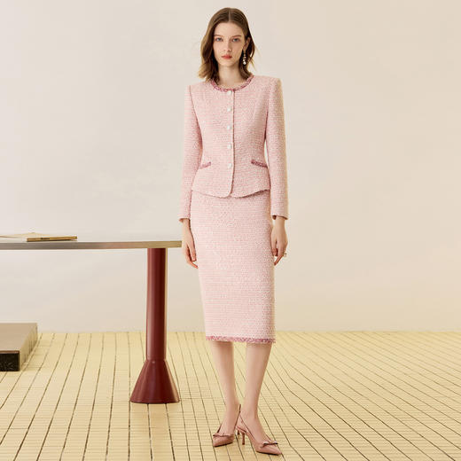 IWY/温缄之言粉紫色小香风粗花呢两件套短款半裙通勤套装25CS840 商品图7