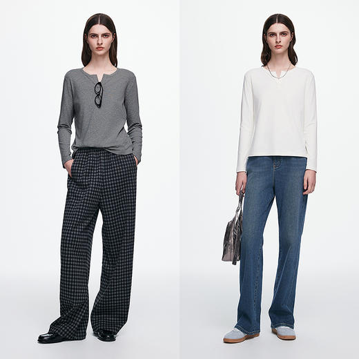 棉仓366601022-25秋简约打底开心果T恤 商品图4