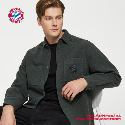 【官方正版】拜仁足球俱乐部丨秋季新款深绿衬衫外套休闲简约长袖 商品图4