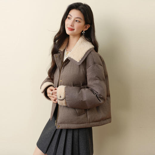 【严选】孟子义代言诗凡黎巴恩风安心羽绒服2025冬新款拼接毛领保暖外套女7GA180041 商品图2