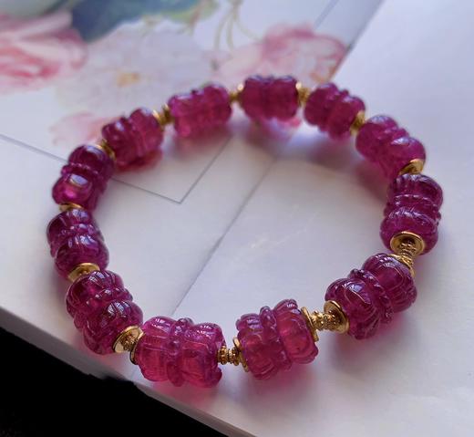 单圈莲花珠红碧玺手串 商品图0