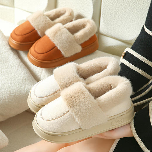 棉拖鞋女士冬季包跟室内家居家用月子保暖毛毛绒外穿棉鞋男款冬天 商品图3