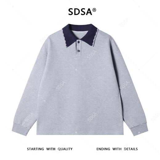 SDSA男士秋冬新款痞帅男装简约拼接撞色polo领卫衣百搭时尚上衣 商品图1