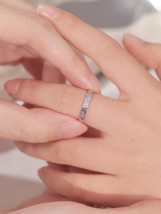 卡蒂罗KADER 碎碎冰蔷薇花情侣对戒  925银满天星璀璨星河钟爱久久雕刻盛放蔷薇 复古简约轻奢小众设计女朋友素圈可调节一对 商品图6