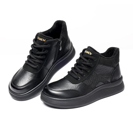 真皮妈妈鞋厚底高帮皮鞋女中老年加绒保暖棉鞋休闲鞋2025冬季新款5M312-2D 商品图3