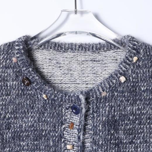 42639SDSA男士秋冬新款痞帅男装轻奢小香风立体撞色纽扣圆领开衫毛衣 商品图2