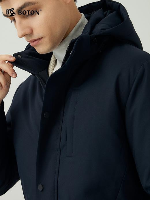 [拒水]波顿男士秋冬季合身甩帽利落不臃肿白鸭绒中长款羽绒服MC817523 商品图3