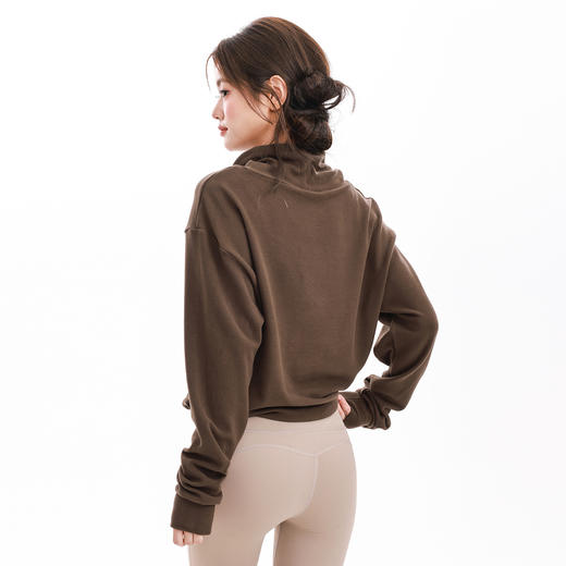 跃牌【禅语梵心】秋冬双面绒立领抽绳卫衣女宽松休闲瑜伽服长袖上衣健身服运动外套CX3075 商品图3