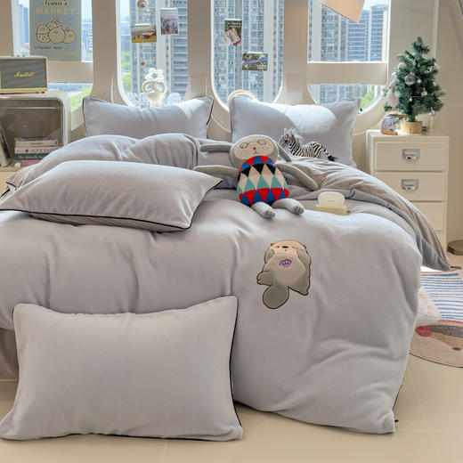 【新升级不掉毛秘密】冬季海獭绒贴布绣四件套 蓄热保暖锁温 商品图0