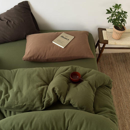 【纯色款/混色款皱皱纱四件套】全棉色织提花四件套A类双拼提花床品文艺北欧双人新 商品图6