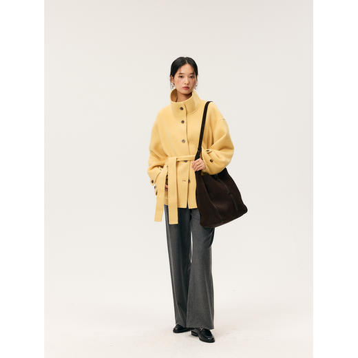 HeyDress立领短款宽松毛呢外套 商品图2