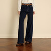【严选】诗凡黎四面弹磨毛微喇阔腿牛仔裤2025冬新款高腰显瘦宽松直筒长裤7GA351221 商品缩略图2