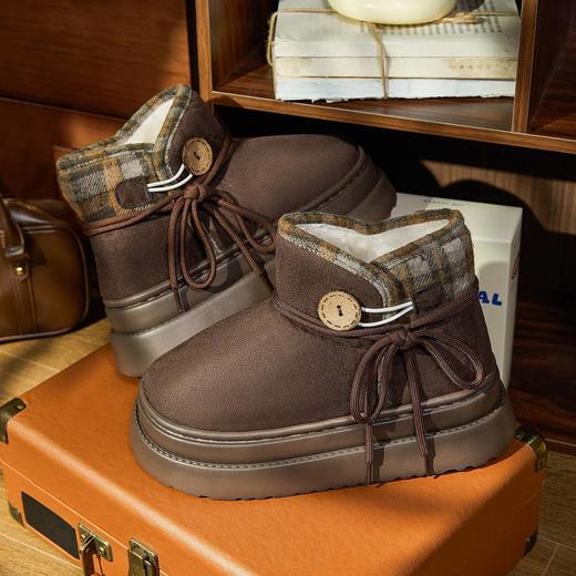【36-40码】女士冬季新款冬里的格纹暖绒靴舒适厚底加绒保暖棉鞋短筒鞋子靴子【WG25131】】 商品图3