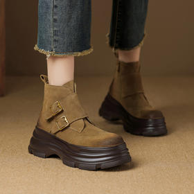【预售5天】英伦风复古时尚秋冬圆头粗跟高跟短靴子短筒时装靴SSS&M2420