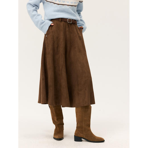 HeyDress伞摆仿麂皮绒半身裙 商品图0