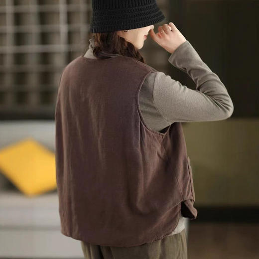 雀说马甲夹棉款复古文艺加厚保暖无袖马夹棉衣外套AL6202 商品图3