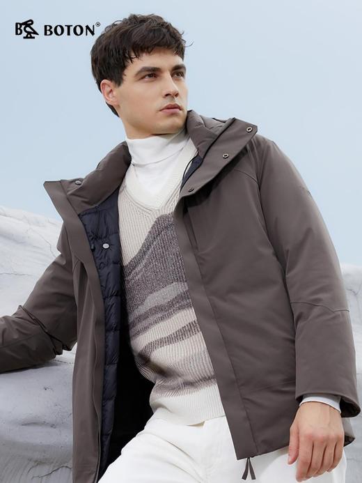 波顿男士秋冬常规款羽绒服利落暖护立领连帽简约合身款MC815523 商品图1