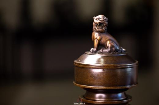 陈巧生制 c393带座狮钮熏炉 铜炉香炉摆件 商品图2