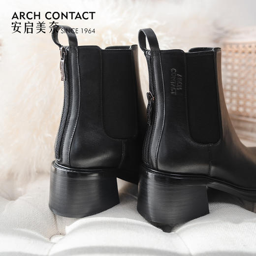中跟女靴 | ARCHCONTACT安启美奈小牛皮切尔西52874 商品图4