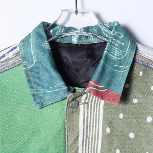 SW8004SDSA秋冬新款痞帅男装嘻哈高街印花拼接翻领牛仔夹克设计感外套 商品图2