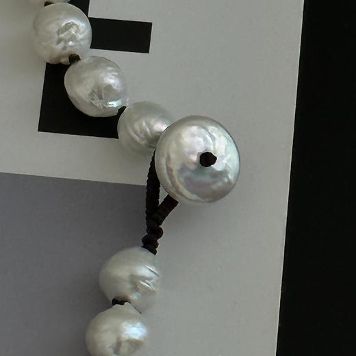 QOQI 淡水巴洛克9-10mm ji光皱皮 纽扣珠约14mm 总长约46cm 商品图2