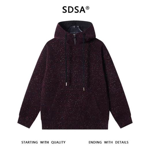 WY1172SDSA秋冬新款痞帅男装潮牌绒毛拉链立领连帽针织卫衣时尚套头上衣 商品图1