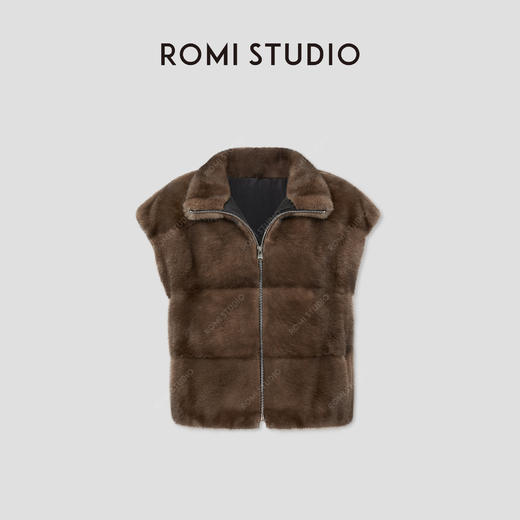 ROMI STUDIO北欧进口咖啡貂皮草马甲轻奢水貂皮毛一体 RWCWW85771 商品图1