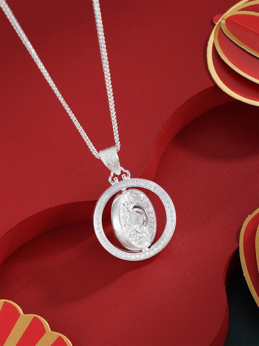 子佩集【八宝福盘】S990银吊坠【QFDZ044】花丝吊坠可旋转（不含链）2510 商品图5