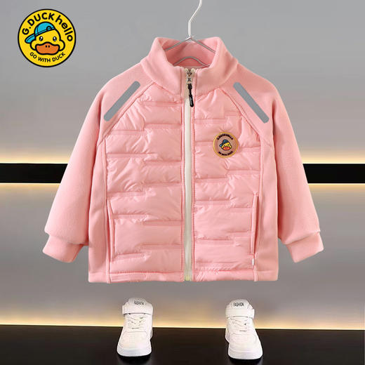 秋冬季【男童女童儿童校服神器】长袖防风宽松拉链中大童外套 羽绒棉搭配摇粒绒 商品图2