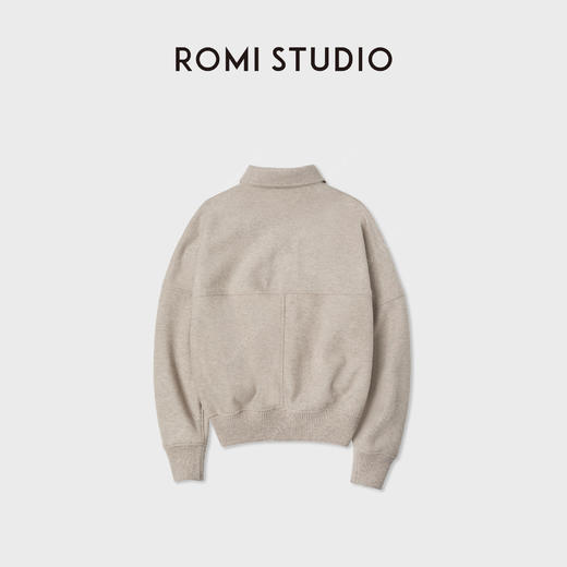 ROMI STUDIO16.5mm羊绒羊毛纱 老钱松弛感翻领毛呢外套RWCWWG5704 商品图3
