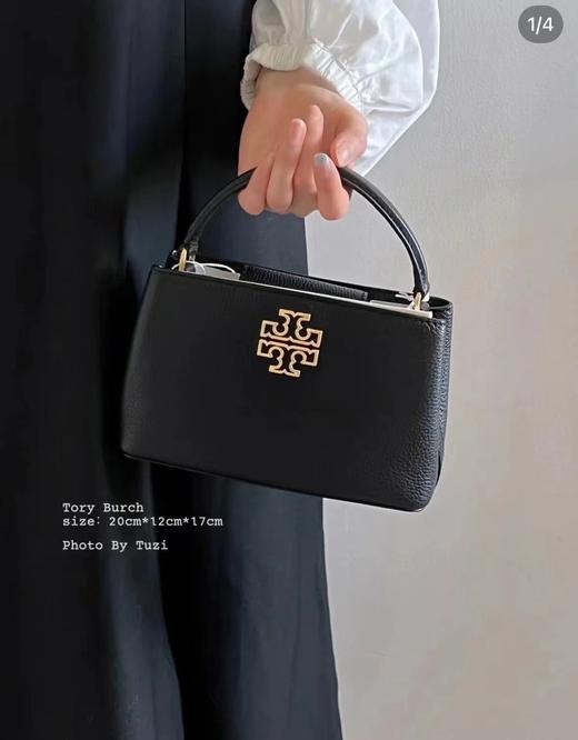 D102172百搭款黑色荔枝纹牛皮金属浮雕logo可手提斜挎迷你戴妃包 商品图8